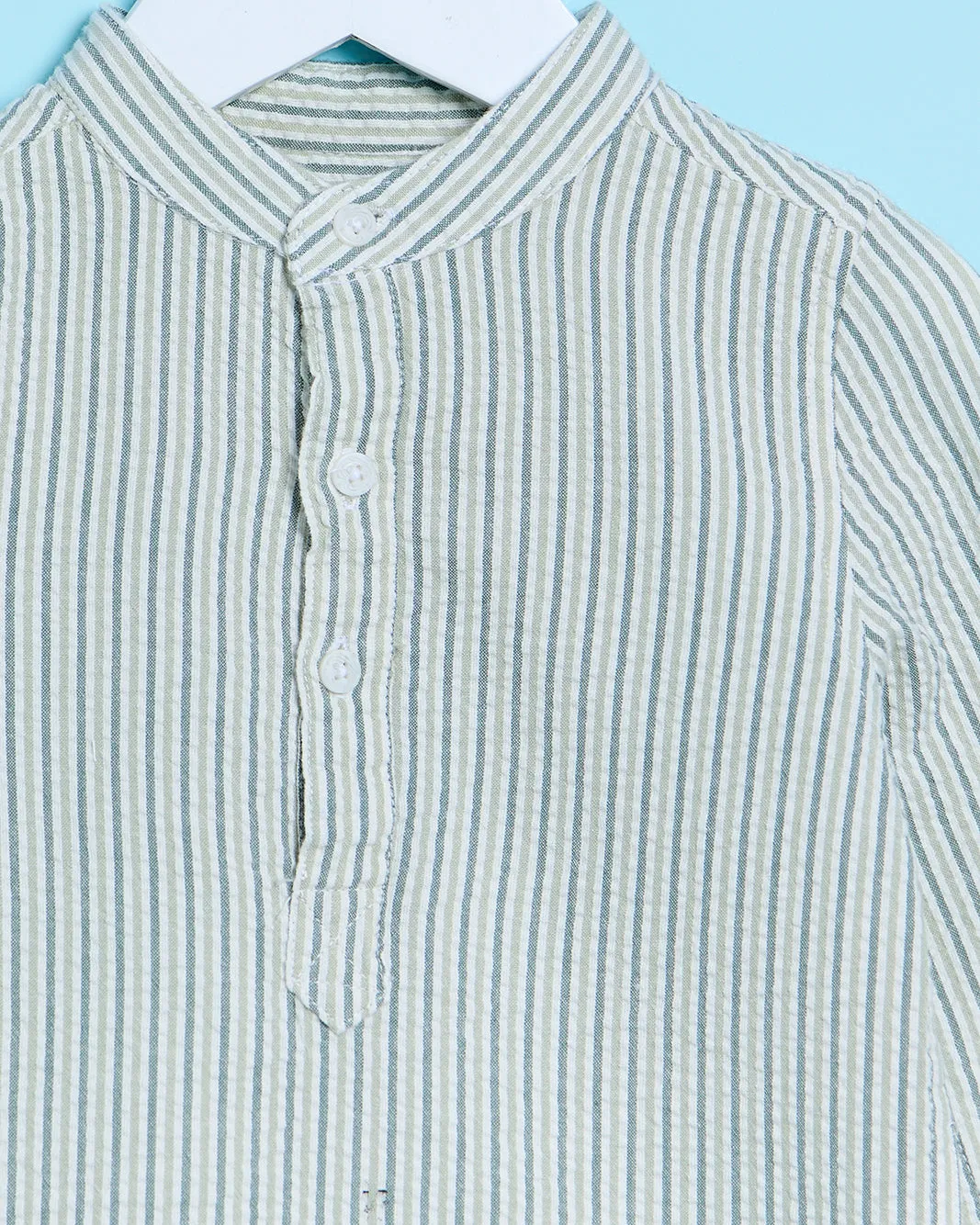 Infant Boys Green And Beige Striped Shirt sold by Redtag product image thumbnail 2