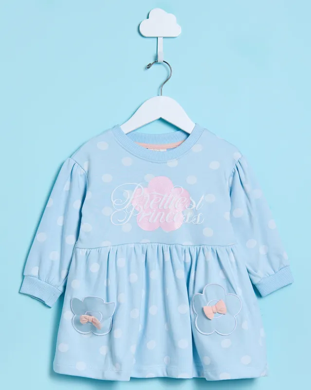 Infant Girls Blue Embellished Dress sold by Redtag