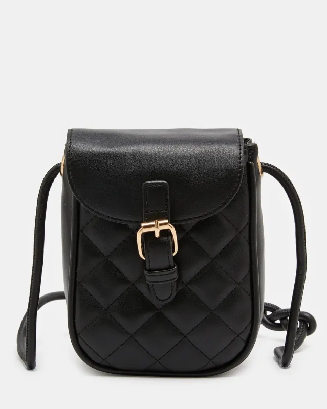 Women Black Quilted Mobile Pouch sold by Redtag