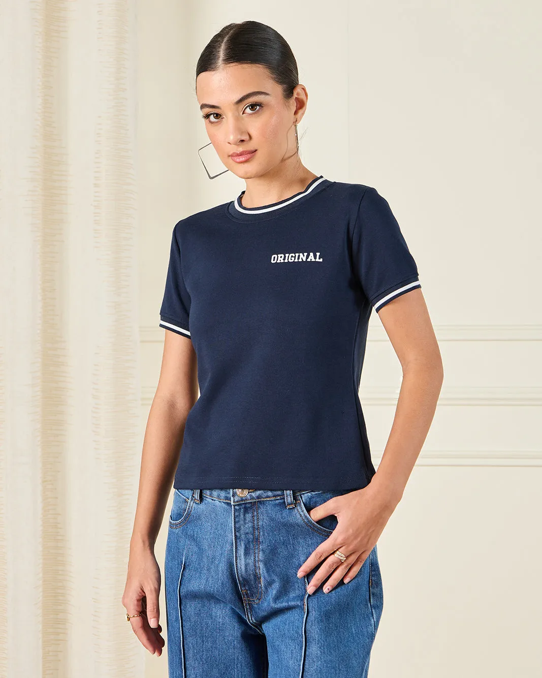 Women Grey Back Print T-Shirt sold by Redtag