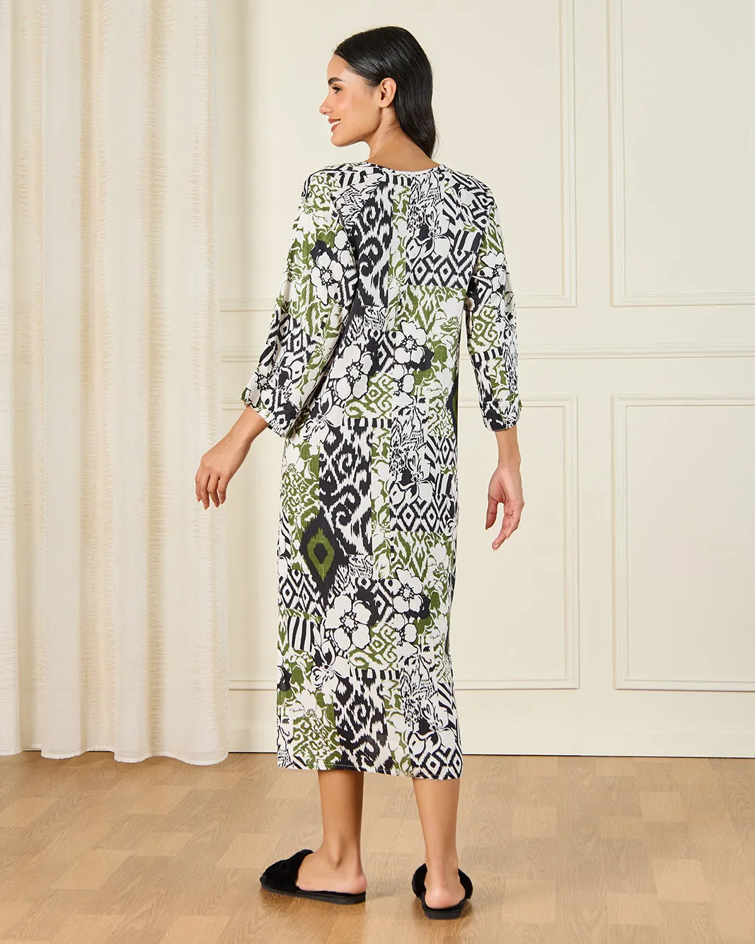 Women Multicolour Allover Printed Kaftan Nightgown sold by Redtag product image thumbnail 3