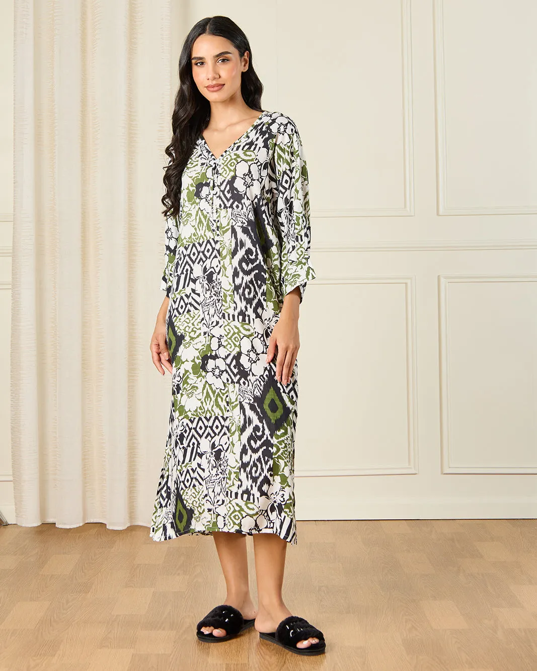 Women Multicolour Allover Printed Kaftan Nightgown sold by Redtag product image thumbnail 4