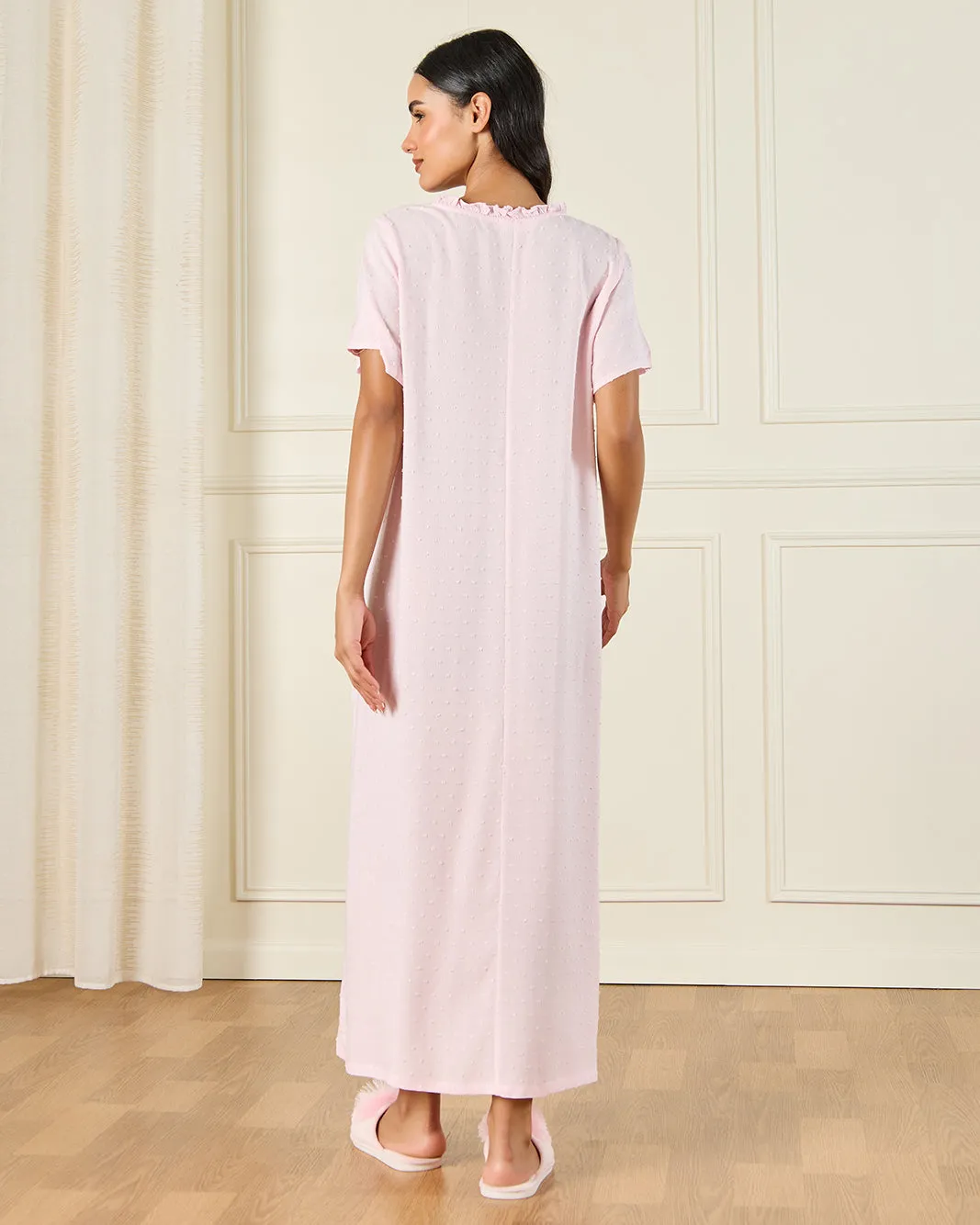 Women Pink Chest Embroidery Nightgown sold by Redtag product image thumbnail 3