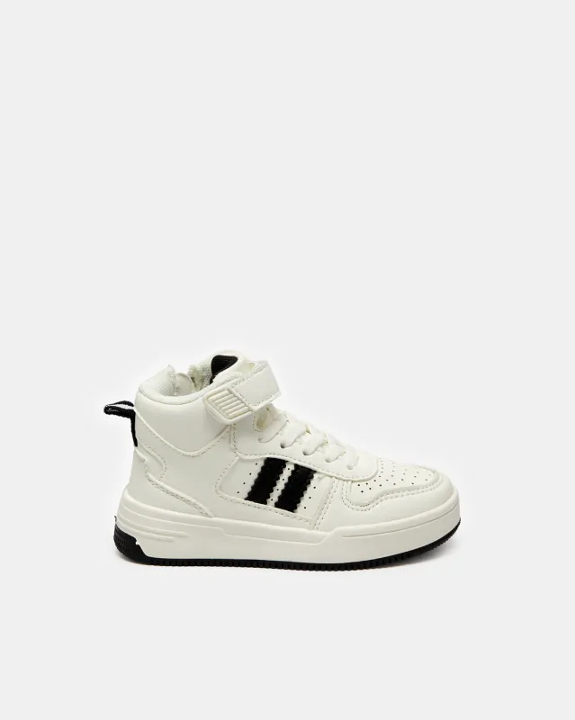 Boys White Stripped High Top Sneakers sold by Redtag