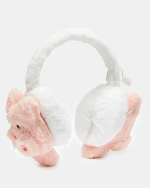 Girls White And Pink Embellished Earmuff sold by Redtag
