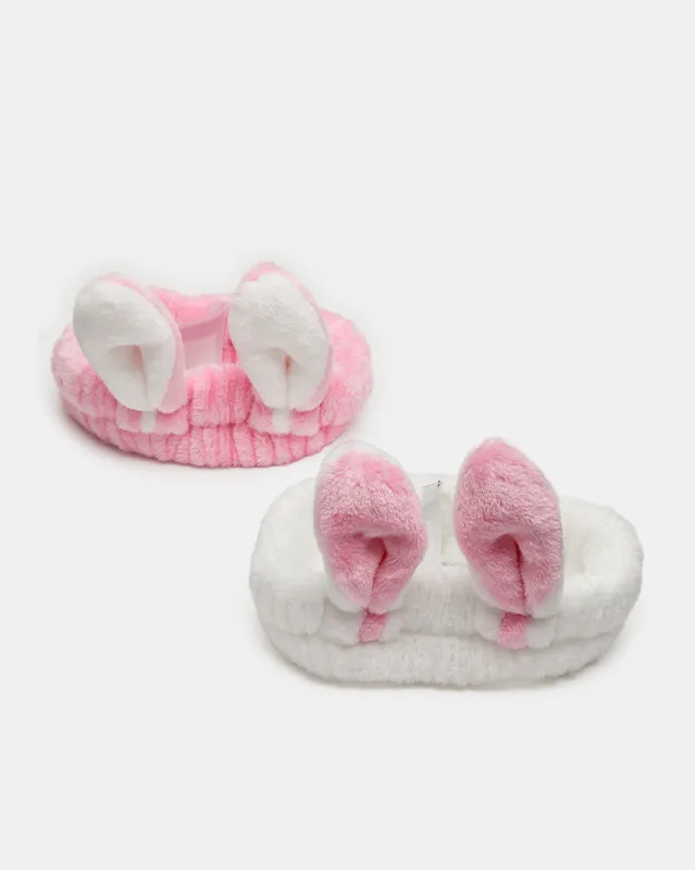 Girls Pink And White Embellished Head Warmer Set (2 Piece) sold by Redtag