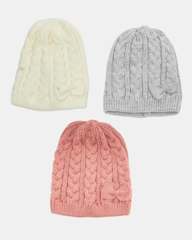 Girls Assorted Knitted Cap Set (Pack Of 3) sold by Redtag