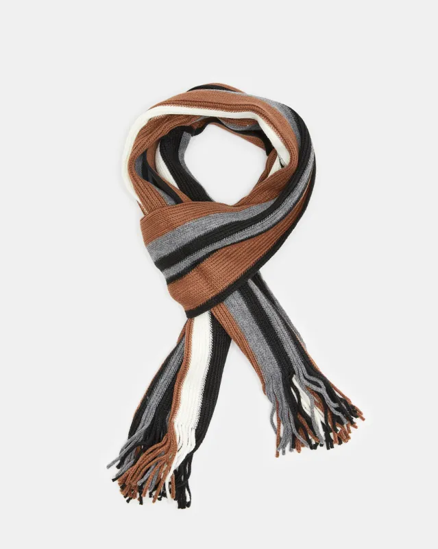Men Multicolour Striped Scarf sold by Redtag