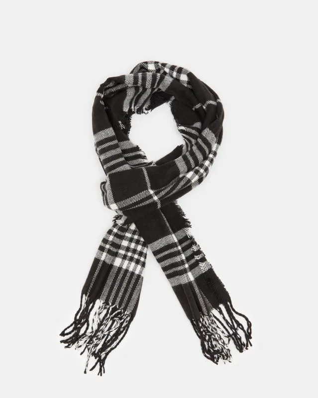 Men Black Checkered Scarf sold by Redtag