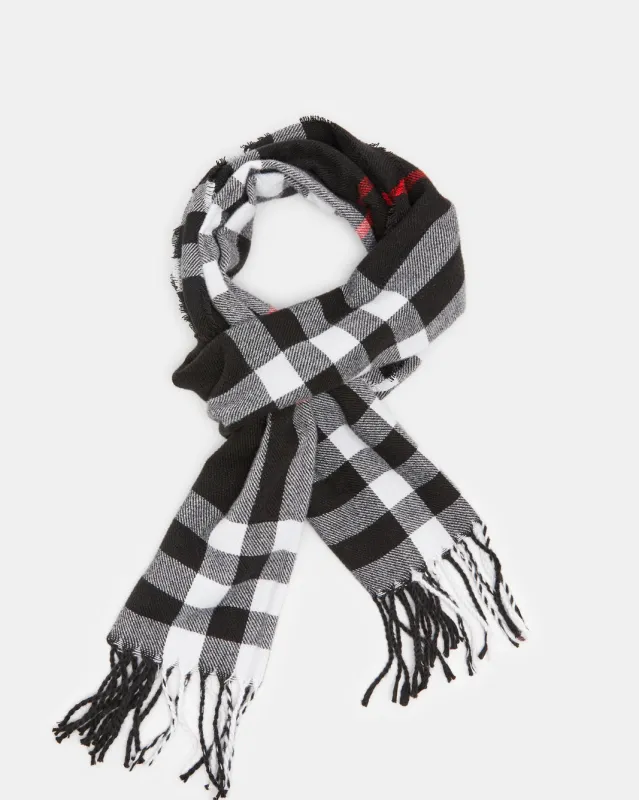Men Black Checkered Scarf sold by Redtag