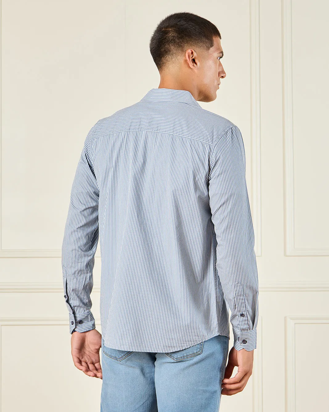 Men Navy Button Down Long Sleeve Shirt sold by Redtag product image thumbnail 3