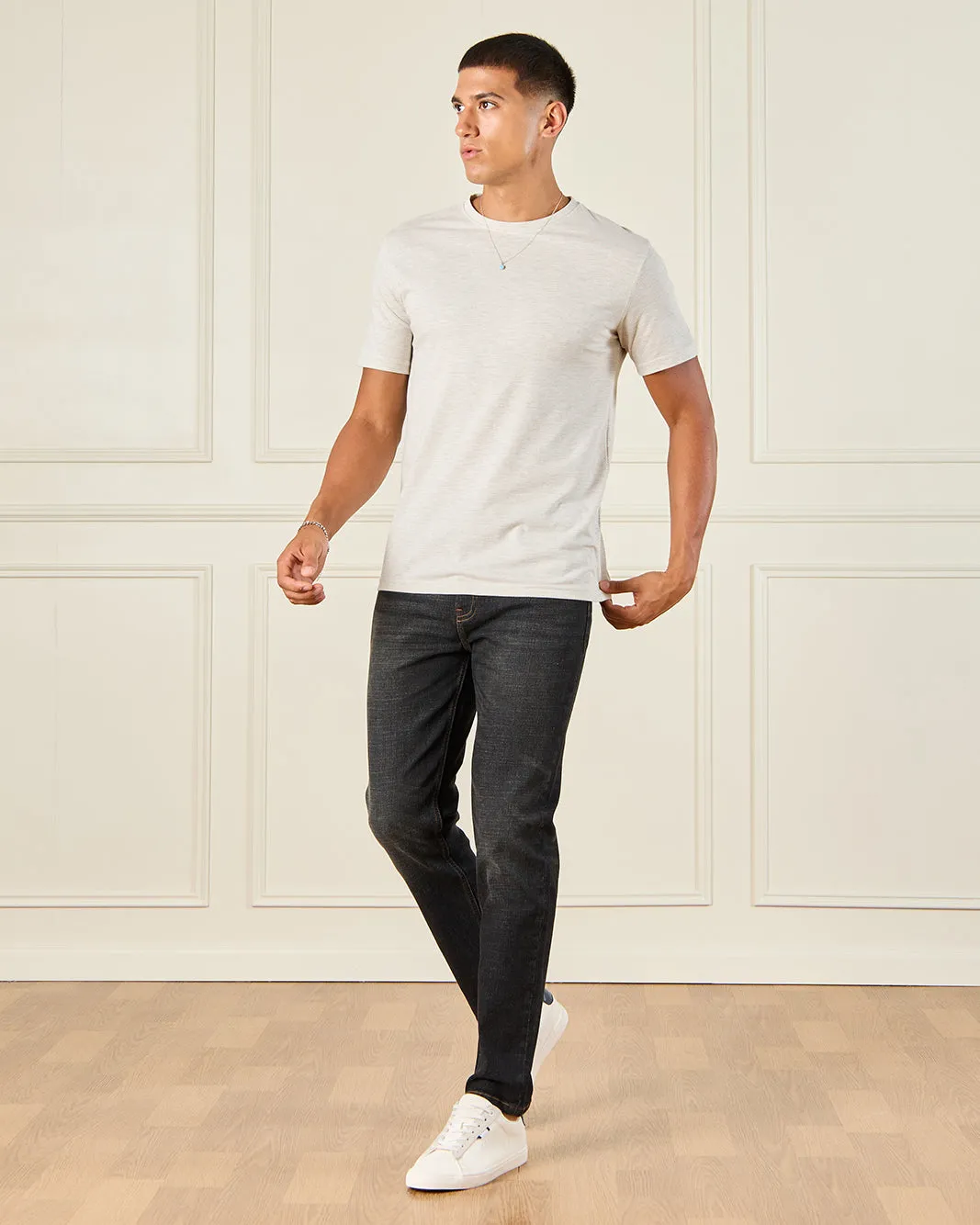 Men Ivory Jacquard T-Shirt sold by Redtag product image thumbnail 2