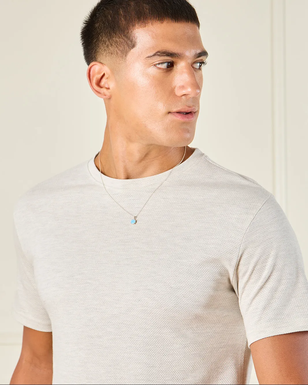 Men Ivory Jacquard T-Shirt sold by Redtag product image thumbnail 4