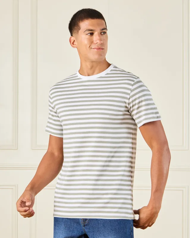 Men Grey Jacquard T-Shirt sold by Redtag