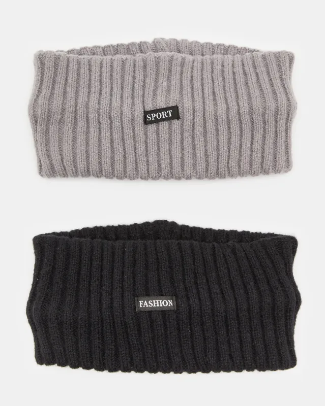 Men Black And Grey Embellished Head warmer Set (2 Piece) sold by Redtag