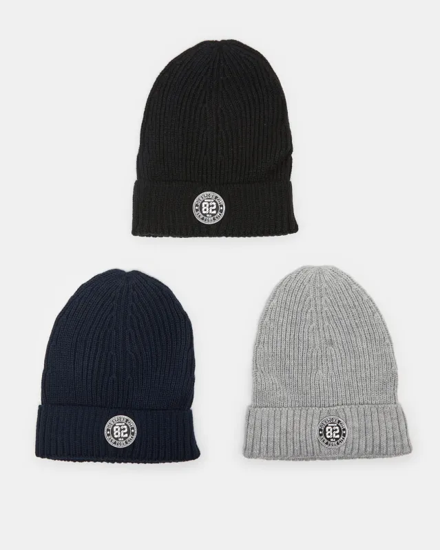 Men Assorted Knitted Cap Set (3 Piece) sold by Redtag