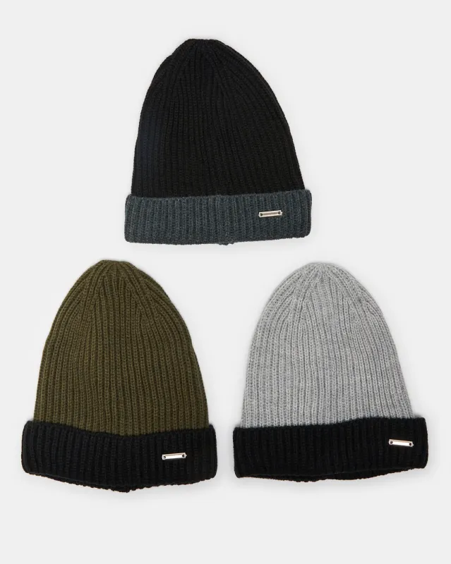 Men Assorted Knitted Cap Set (3 Piece) sold by Redtag