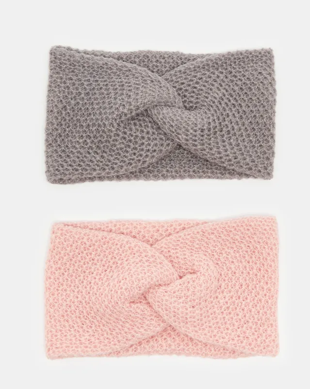 Women Pink And Grey Embellished Head warmer Pack Of 2 sold by Redtag