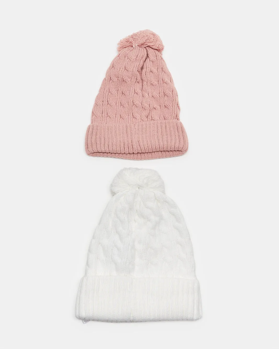 Women White And Pink Embellished Knitted Cap Set Of 2 sold by Redtag product image thumbnail 2