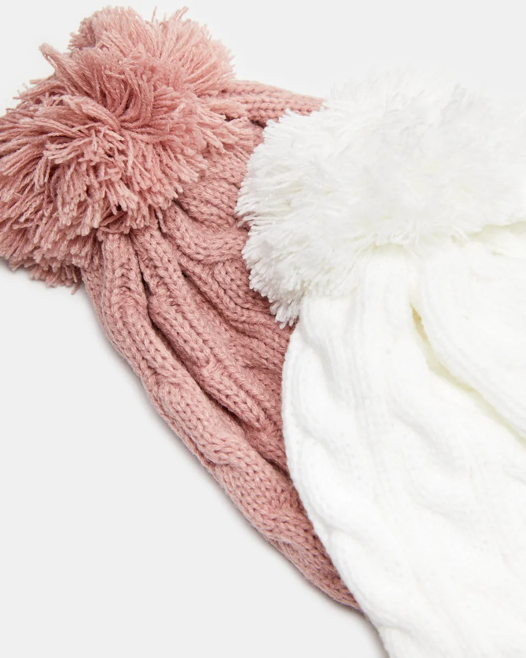 Women White And Pink Embellished Knitted Cap Set Of 2 sold by Redtag product image thumbnail 4