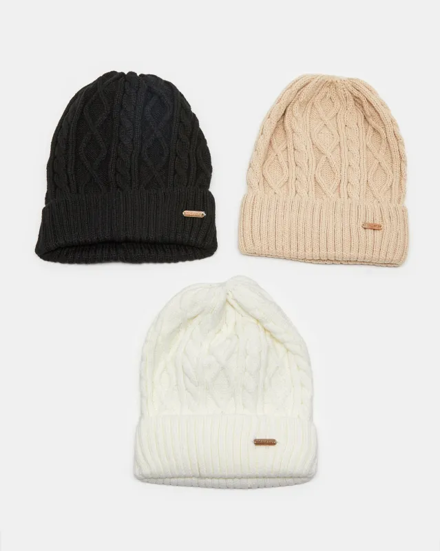 Women Assorted  Embellished  Knitted Cap Set Of 3 sold by Redtag