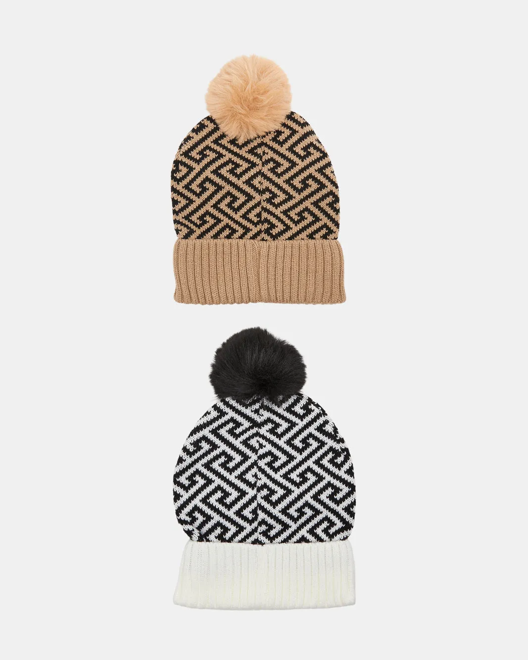 Women Brown And White Embellished Knitted Cap Set Of 2 sold by Redtag product image thumbnail 2