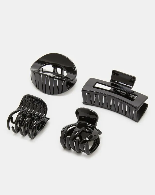 Women Black Hair Claw Set (Pack of 4) sold by Redtag