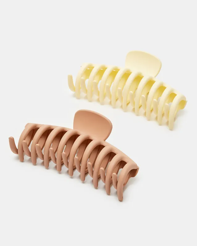 Women Beige And Brown Hair Claw Set (Pack of 2) sold by Redtag