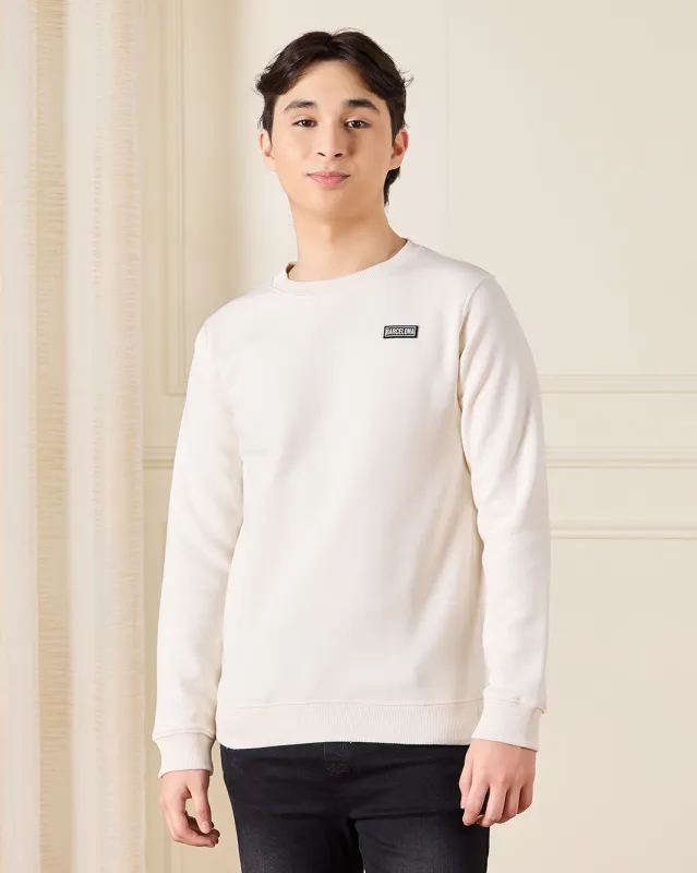 Senior Boys Ivory Plain Sweatshirt sold by Redtag