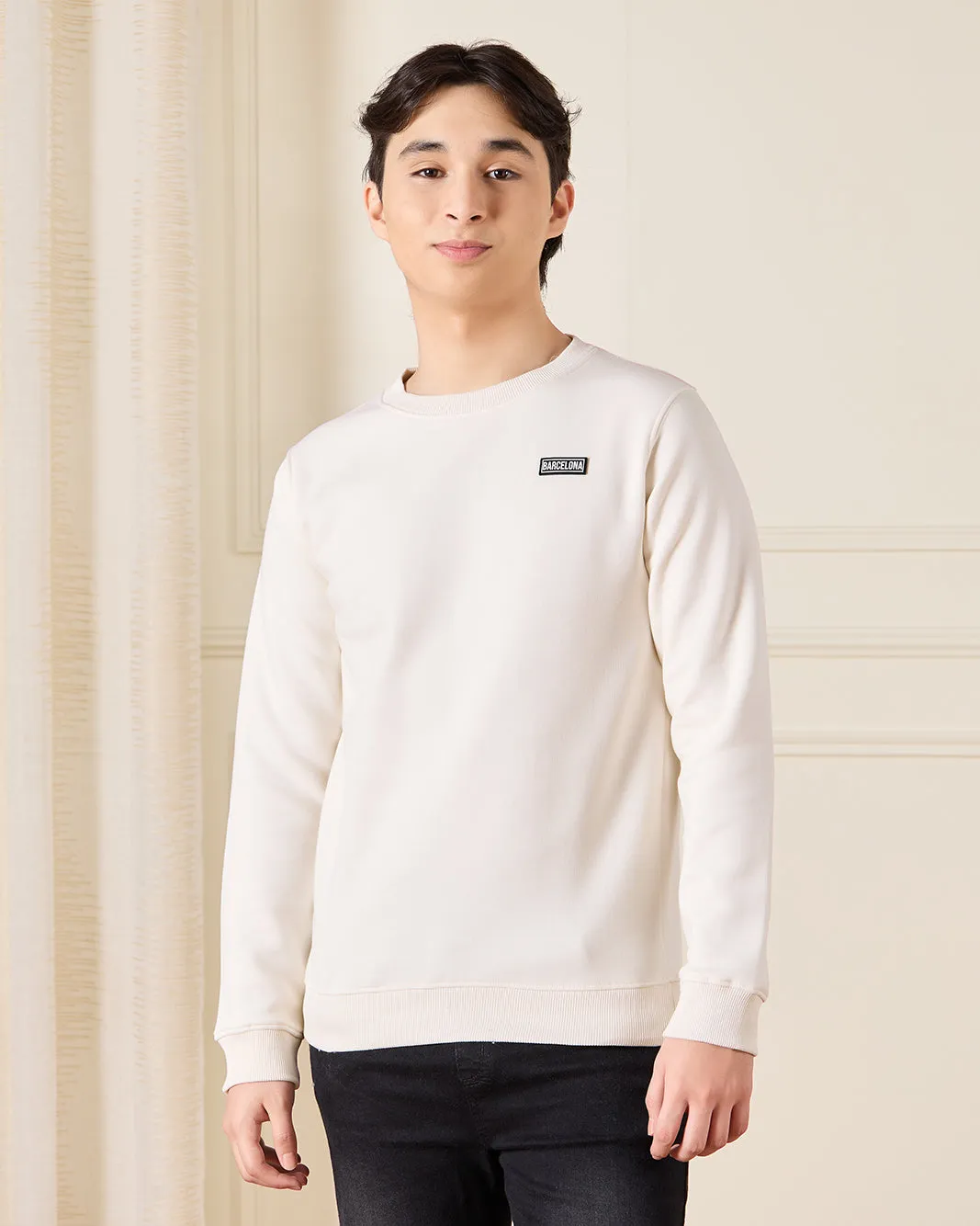 Senior Boys Ivory Plain Sweatshirt sold by Redtag