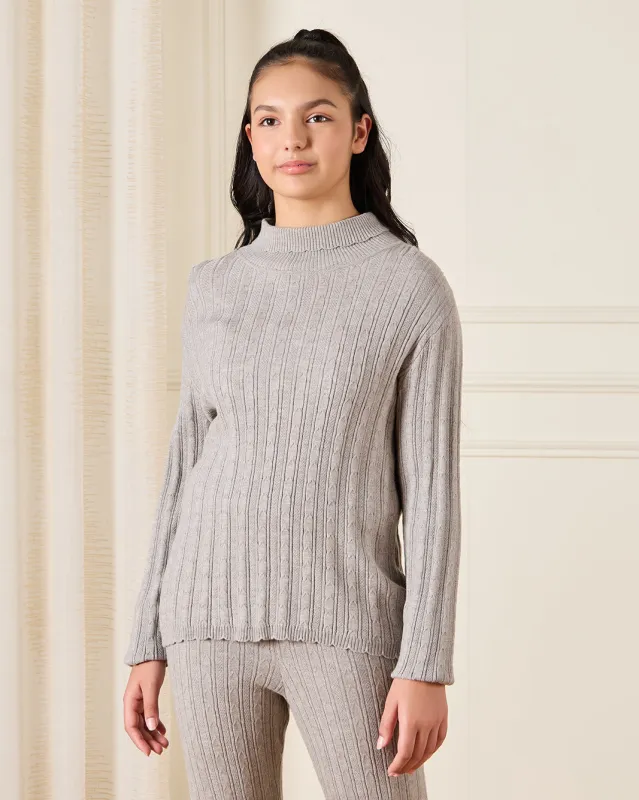 Senior Girls Grey Knitted Pullover sold by Redtag