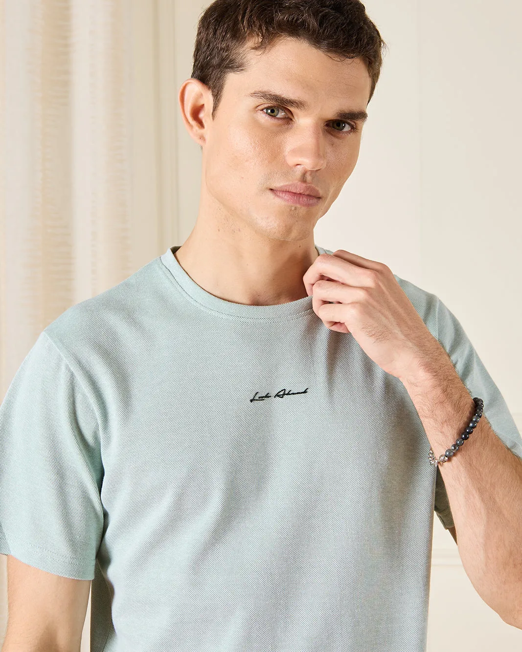 Men Green T-Shirt With Logo sold by Redtag product image thumbnail 4