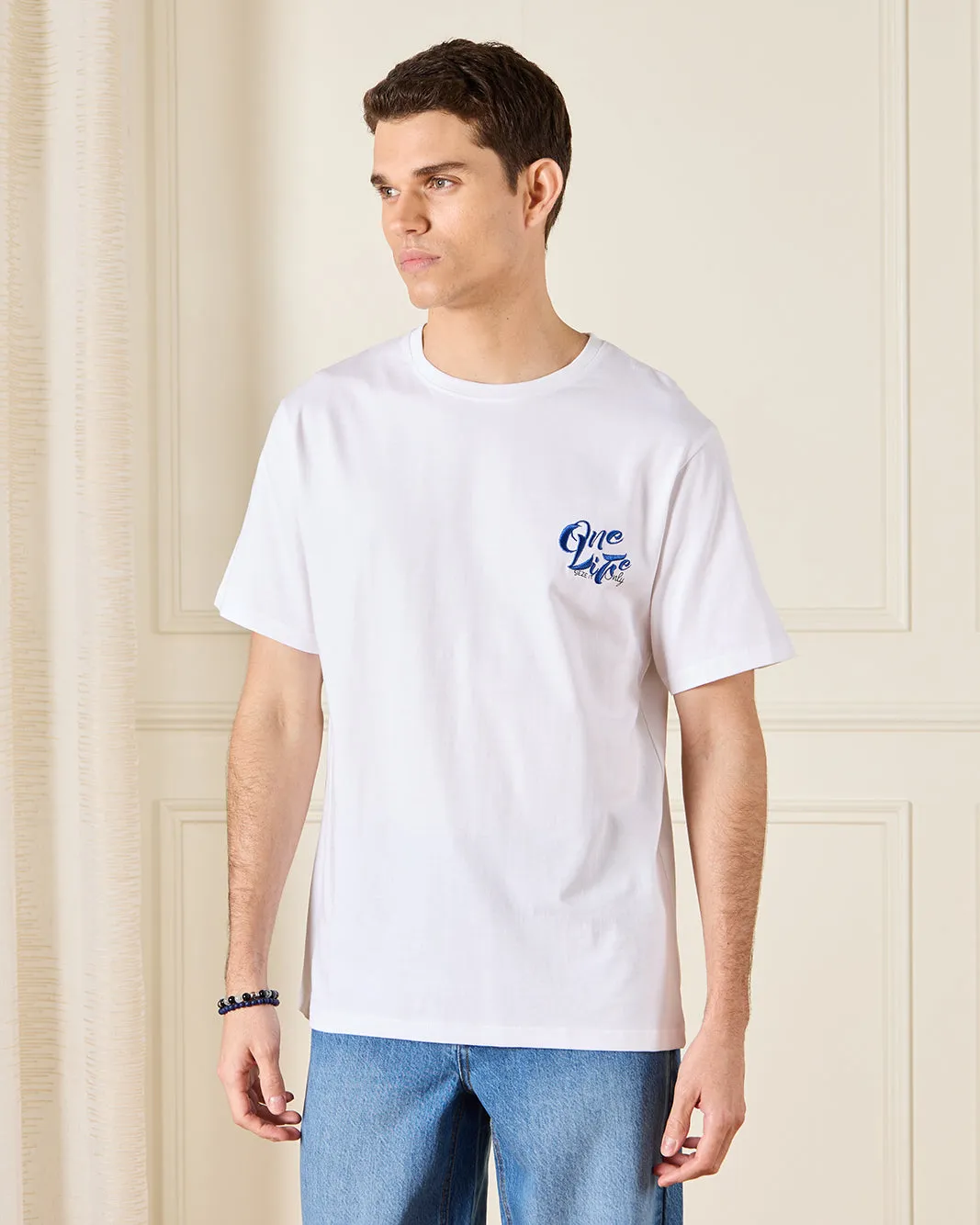 Men White Back Print T-Shirt sold by Redtag product image thumbnail 2