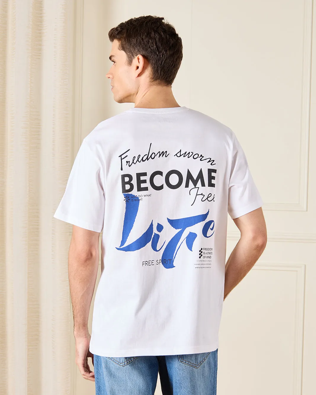 Men White Back Print T-Shirt sold by Redtag product image thumbnail 4