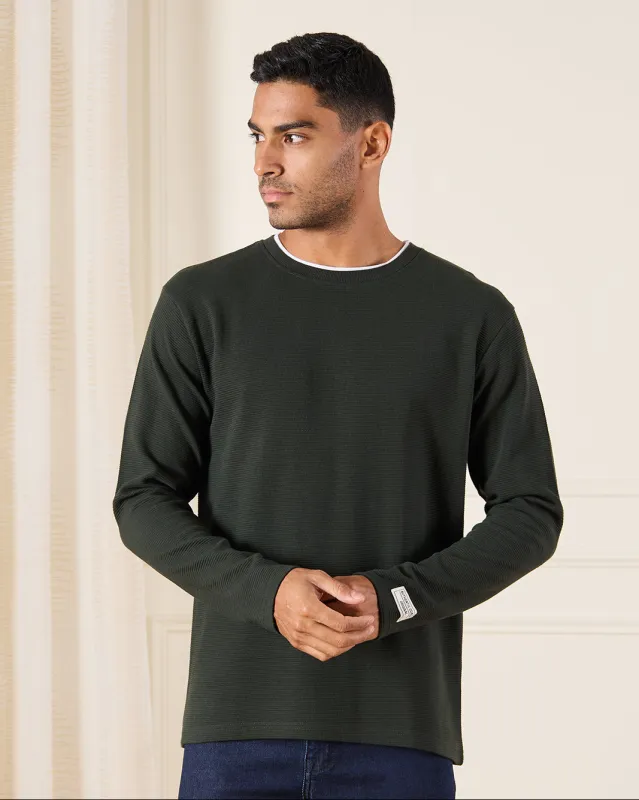 Men Olive Ottoman T-Shirt sold by Redtag