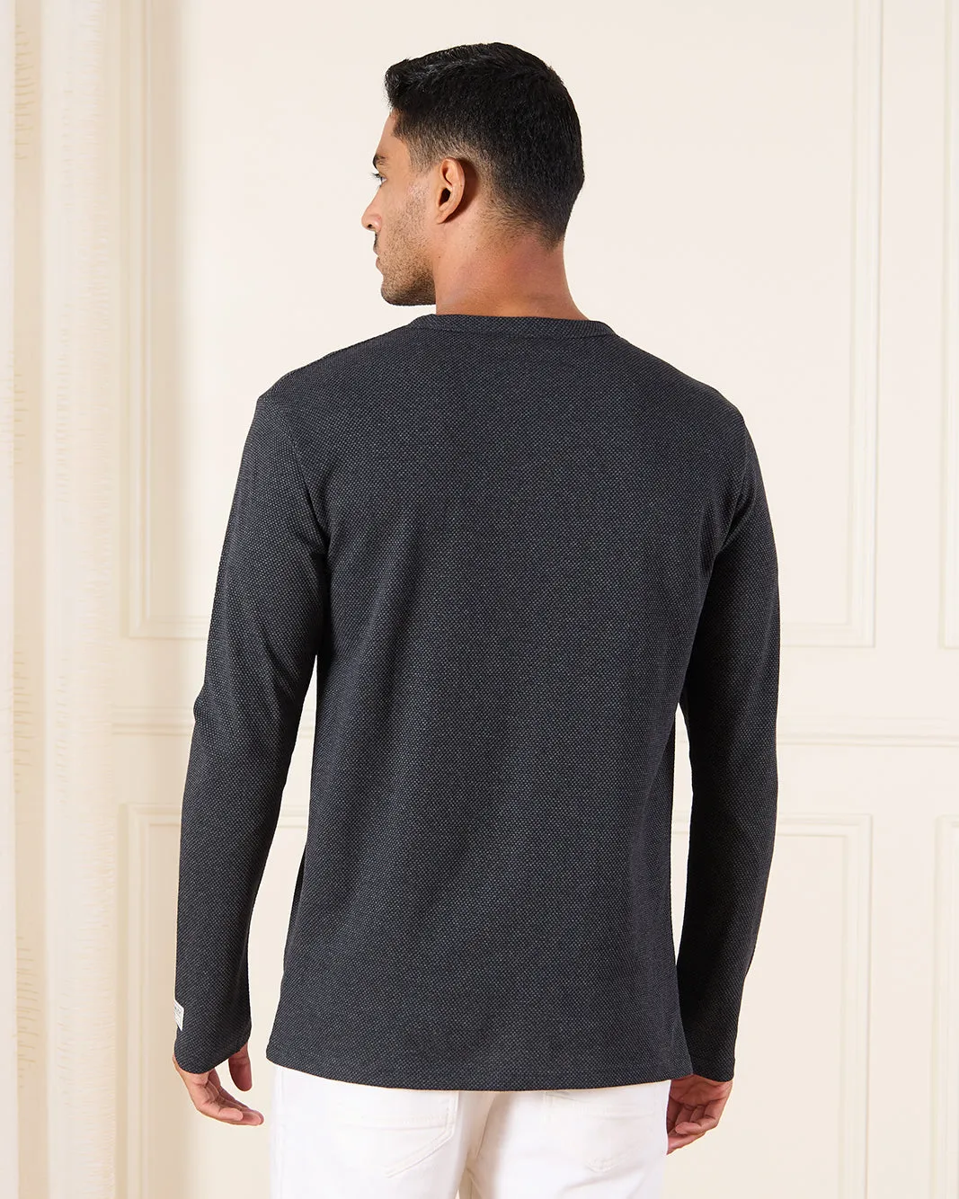 Men Charcoal Ottoman T-Shirt sold by Redtag product image thumbnail 3