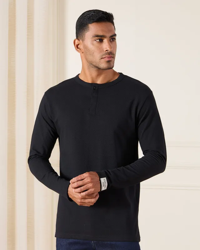 Men Black Ottoman T-Shirt sold by Redtag