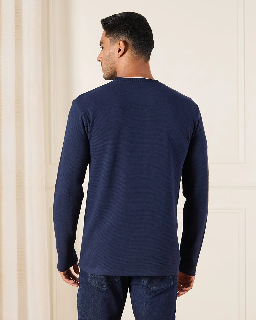 Men Navy Ottoman T-Shirt sold by Redtag product image thumbnail 3