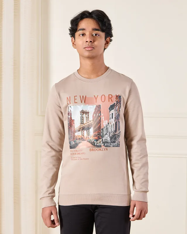 Boys Beige Printed Long Sleeve Sweatshirt sold by Redtag