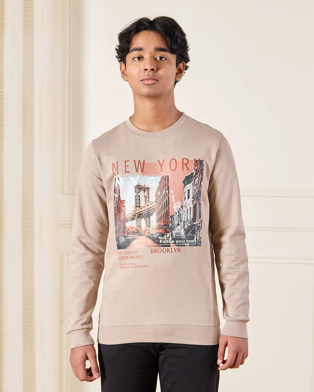 Boys Beige Printed Long Sleeve Sweatshirt sold by Redtag