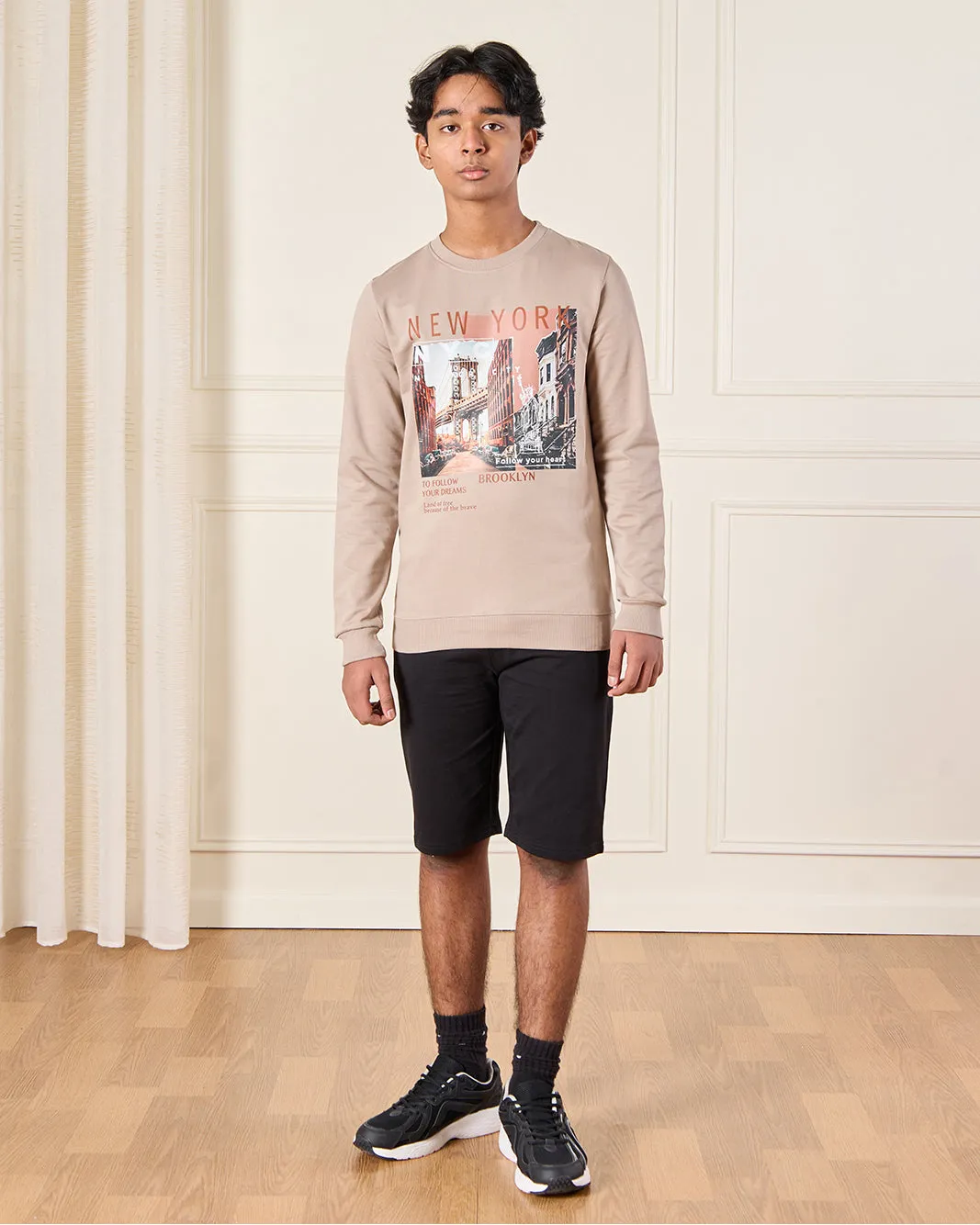 Boys Beige Printed Long Sleeve Sweatshirt sold by Redtag product image thumbnail 2
