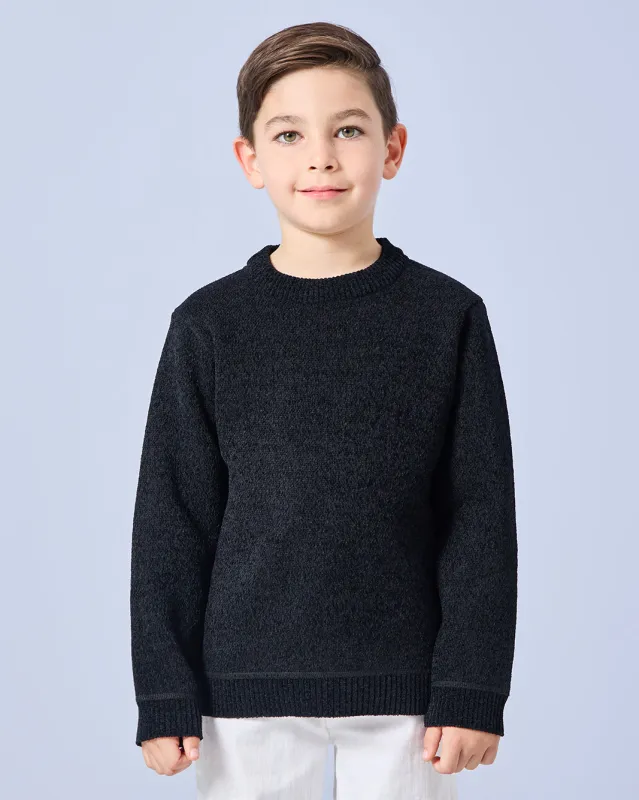 Boys Black Chenille Bonded Jumper sold by Redtag