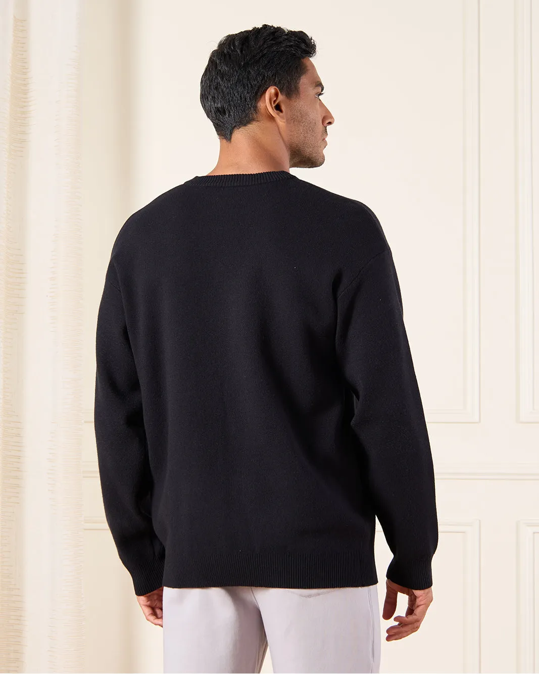 Men Black Printed Sweater sold by Redtag product image thumbnail 3