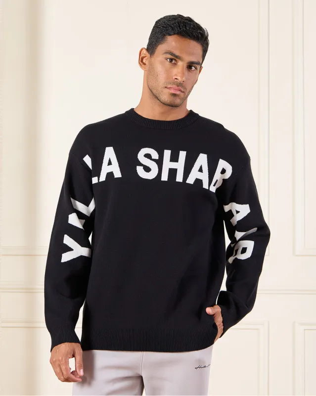 Men Black Printed Sweater sold by Redtag