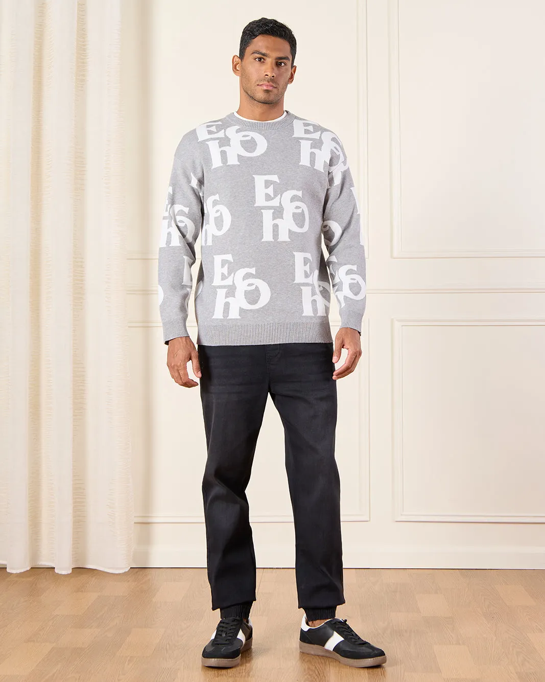 Men Grey Knitted Pullover sold by Redtag product image thumbnail 2
