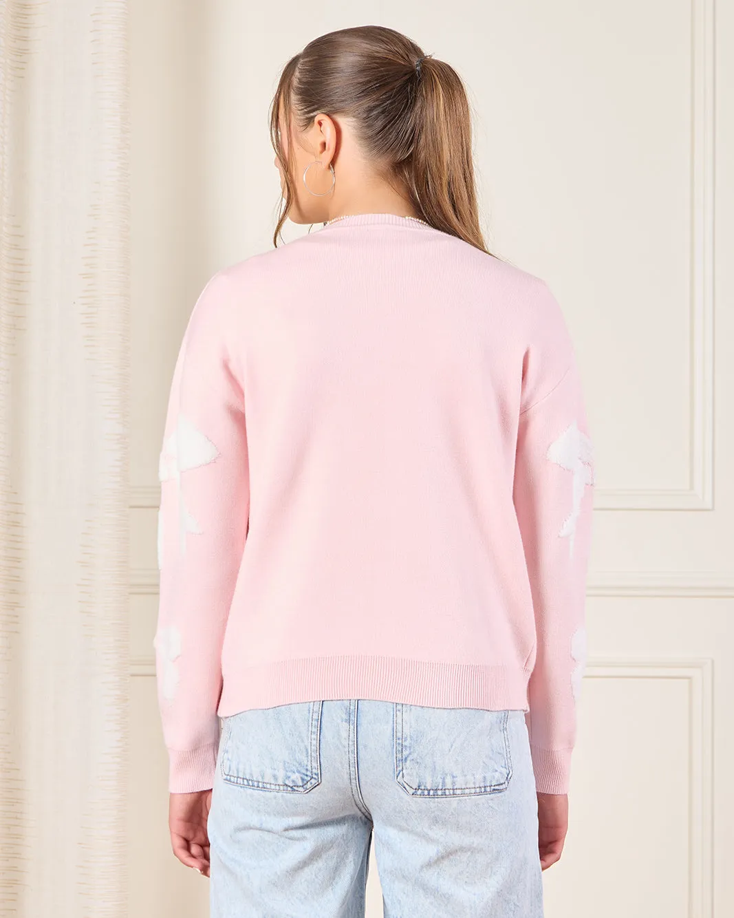 Senior Girls Pink Bow Knitted Pullover sold by Redtag product image thumbnail 3