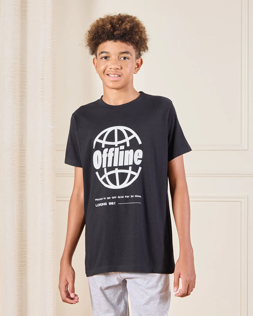 Senior Boys Black And Grey Printed Pyjama Set (2 Piece) sold by Redtag product image thumbnail 2