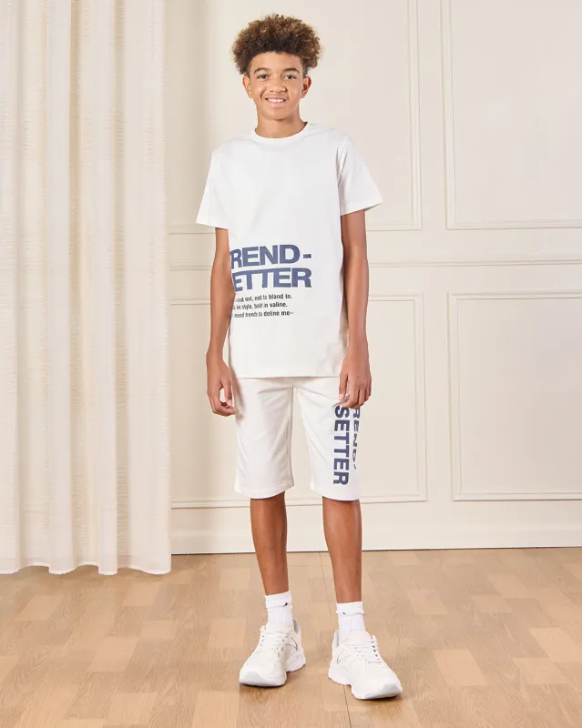 Senior Boys White Trend Setter Casual Set (2 Piece) made by Redtag