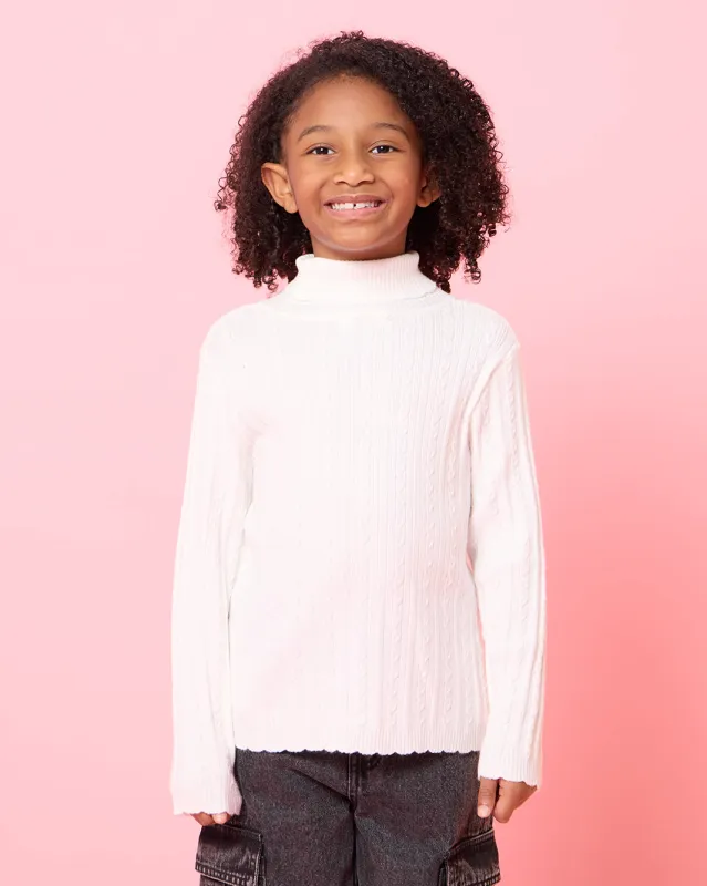 Girls White Knitted Pullover sold by Redtag