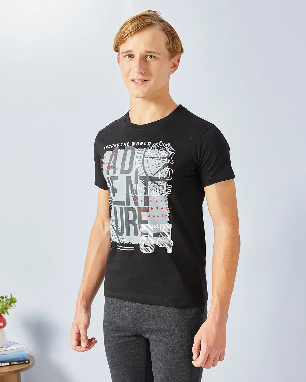 Senior Boys Black And Charcoal Printed Casual Set (2 Piece) sold by Redtag product image thumbnail 2